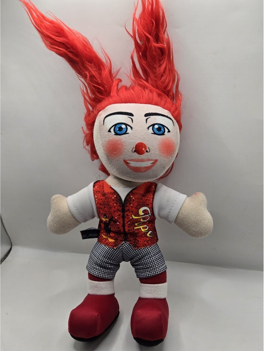 Delman Circus Pipe Official Clown Plush Doll Souvenir Red Hair Stuffed Toy Rare